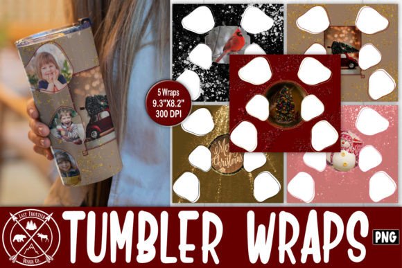 6 Photos Christmas Tumbler Template for Cricut & Handmade Projects