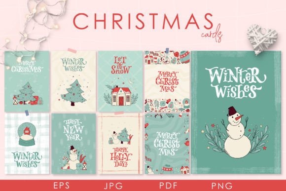 9 Christmas Cards, Posters, Invitations Illustrations for Local Branding