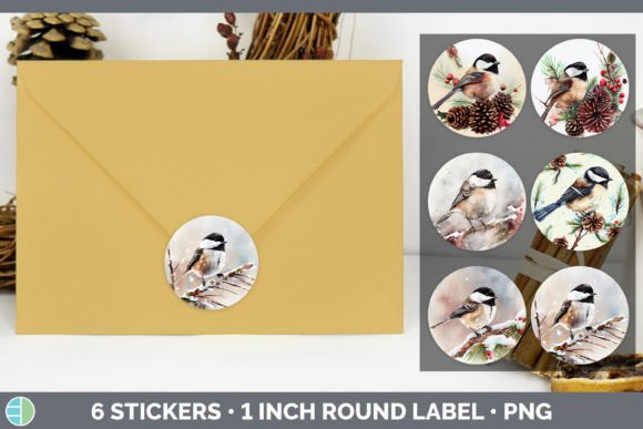 Chickadee Christmas Sticker Illustrations