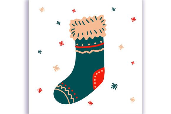 Christmas Boot for Gifts in Doodle Style Illustrations