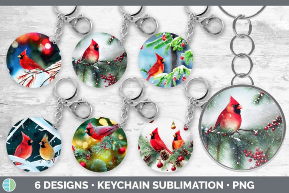 Christmas Cardinals Keychain Bundle Illustrations