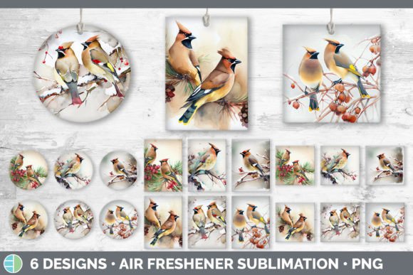 Christmas Cedar Waxwing Air Freshener Illustration for Branding