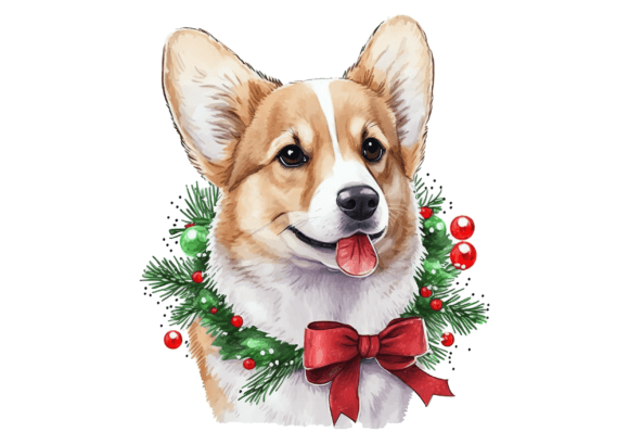 Christmas Corgi Portrait, Xmas Corgi Illustration Review