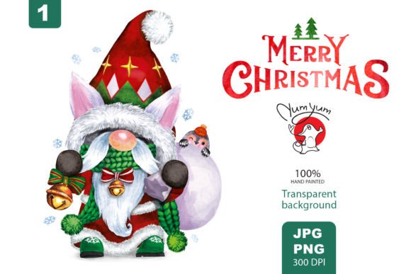 Christmas Gnome with Gifts Illustrations for Local Branding