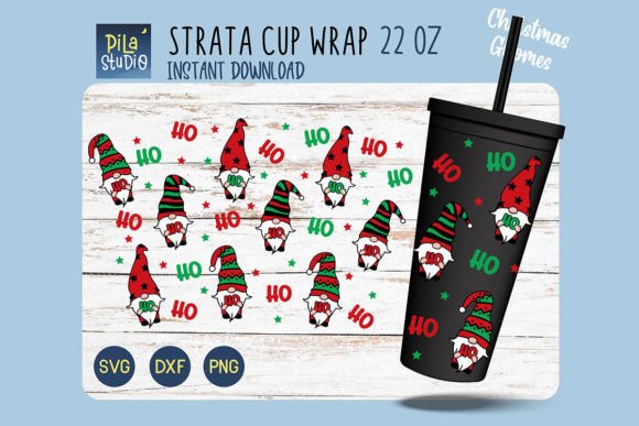 Christmas Gnomes Ho Ho Ho Strata Svg PNG Illustrations