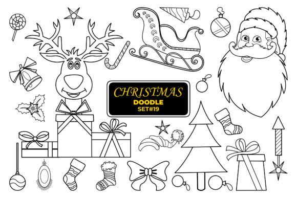 Christmas Hand Drawn Doodle Set-19 Illustrations