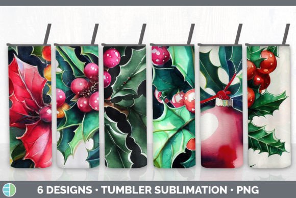 Christmas Holly Tumbler Sublimation Bund Illustrations