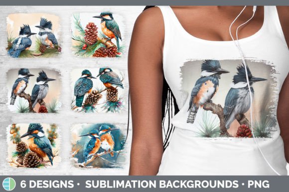 Christmas Kingfisher Distressed Sublimat Illustrations for Local Branding