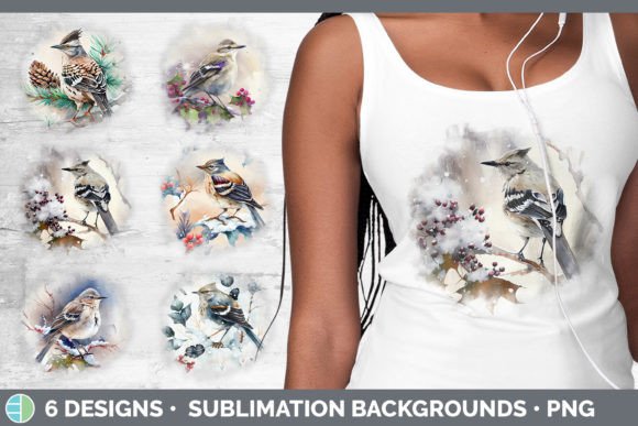 Christmas Mockingbird Background Grung Illustrations