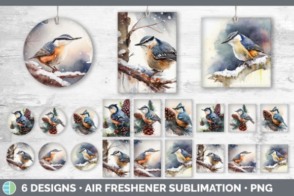 Christmas Nuthatch Air Freshener Illustration for Crafting