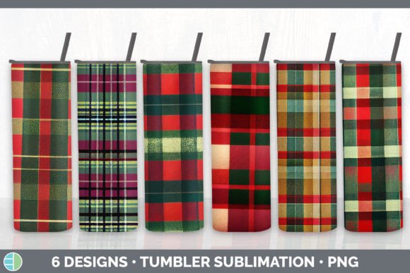 Christmas Plaid Tumbler Sublimation Bund Illustrations