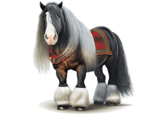 Christmas Shire Horse Illustration for Crafting and Cricut Projects