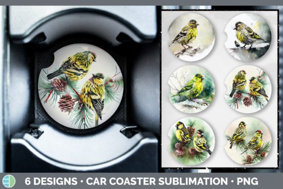 Christmas Siskin Car Coaster Sublimati Illustrations Review