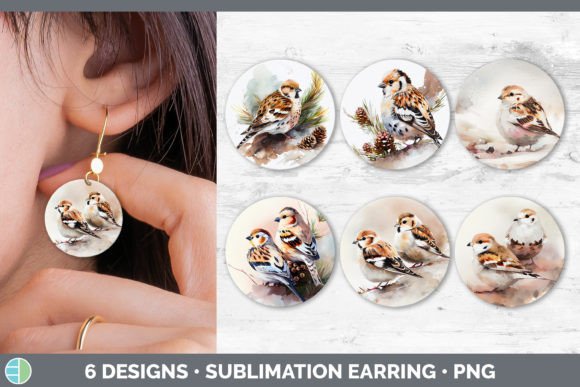 Christmas Snow Bunting Round Earring S Illustrations