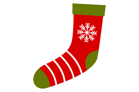 Christmas Sock Icon. Red Wool with Snowf Illustrations