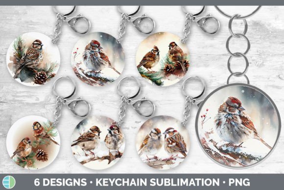 Christmas Sparrow Keychain Bundle Illustrations