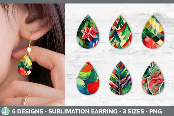Christmas Teardrop Earring Sublimation Illustrations