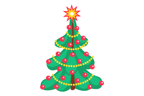 Christmas Tree Icon Decorated Fir Illustration