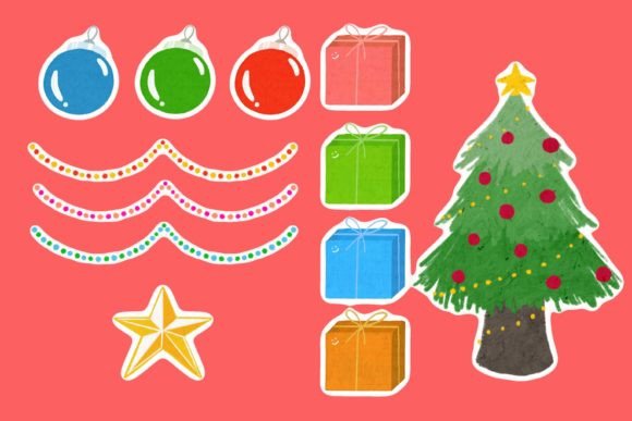 Crayon Christmas Decorations Illustrations