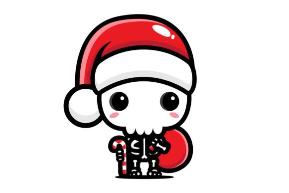 Cute Skulls Are Celebrating Christmas Illustrations