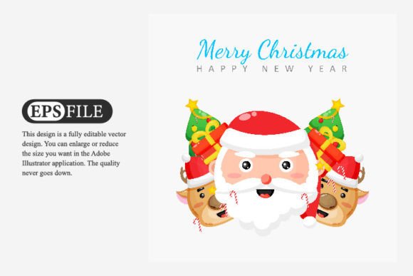 Merry Christmas Card with Santa Illustration