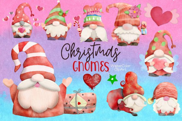 Merry Christmas Clipart Gnome Illustrations