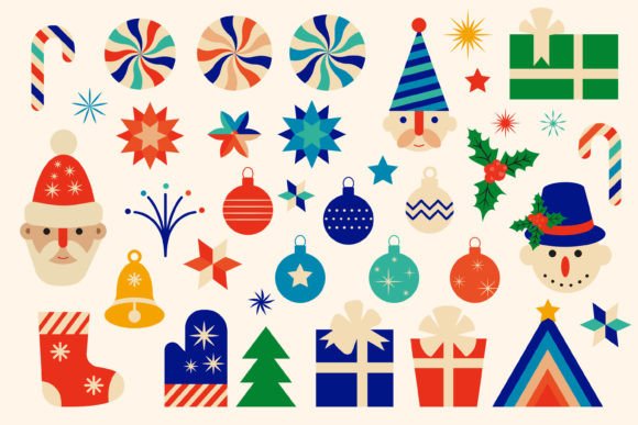 Retro Christmas Clipart Bundle for Editorial and Web Design