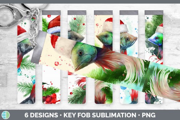 Santa Beta Fish Christmas Key Fob Wris Illustration Review