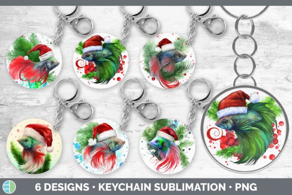 Santa Beta Fish Christmas Keychain Bundl Illustrations