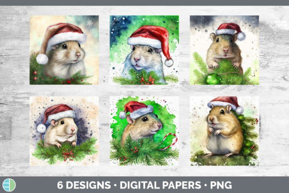 Santa Gerbil Christmas Backgrounds Dig Illustrations