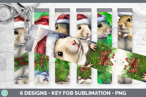 Santa Gerbil Christmas Key Fob Wristle Illustrations