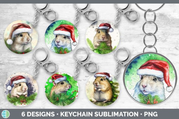 Santa Gerbil Christmas Keychain Bundle Illustrations