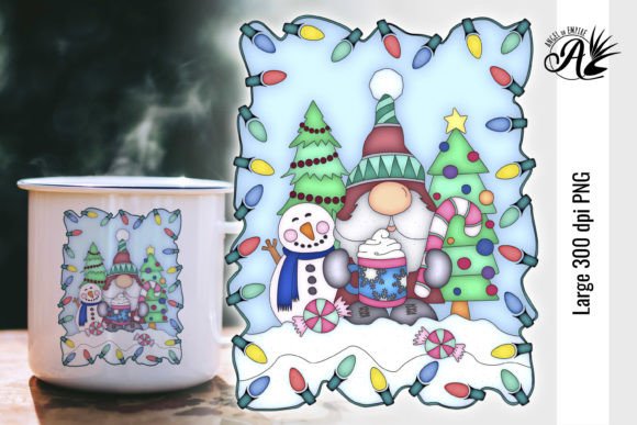 Santa Gnome and Snowman Christmas Illustrations