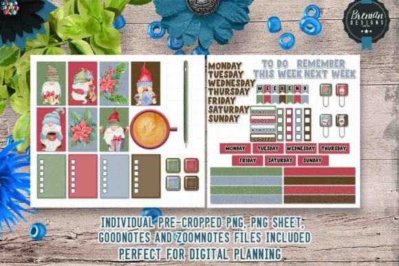 Watercolor Christmas Gnomes Stickers for Digital Product Creators